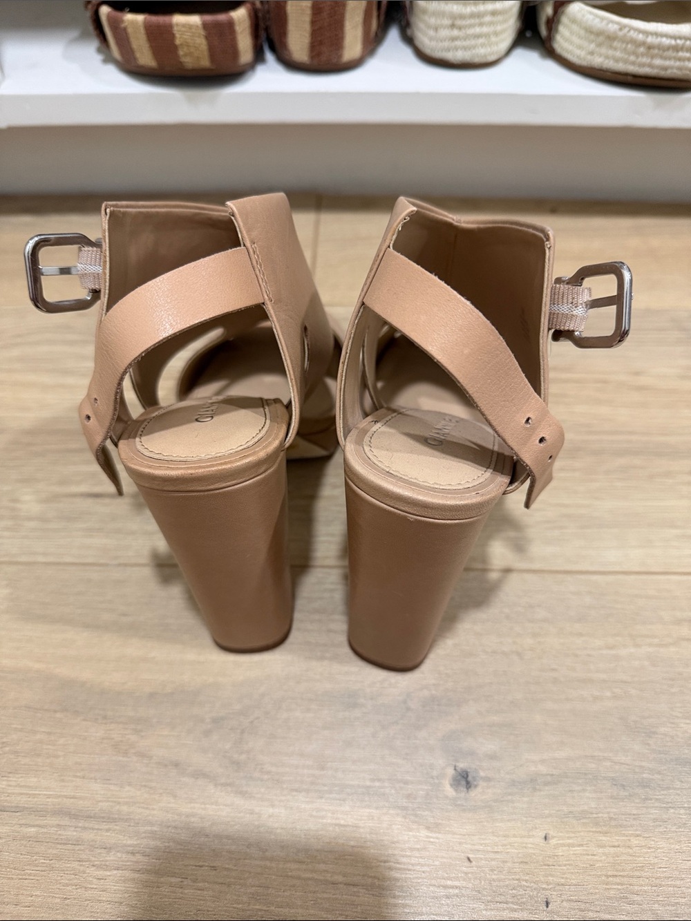 Gianni Bini Nude Tan Slingback Block Heel Sandals - Picture 4 of 7
